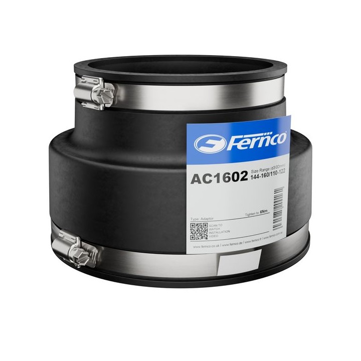Fernco AC1602 Adaptor Coupling 144-160/110-122 mm
