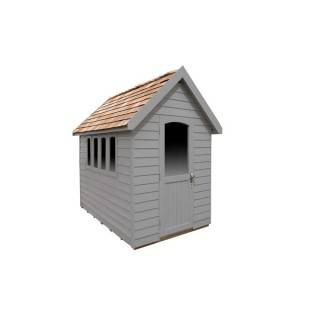 Forest Garden Retreat Shed Painted Pebble Grey Installed 8 x 5m