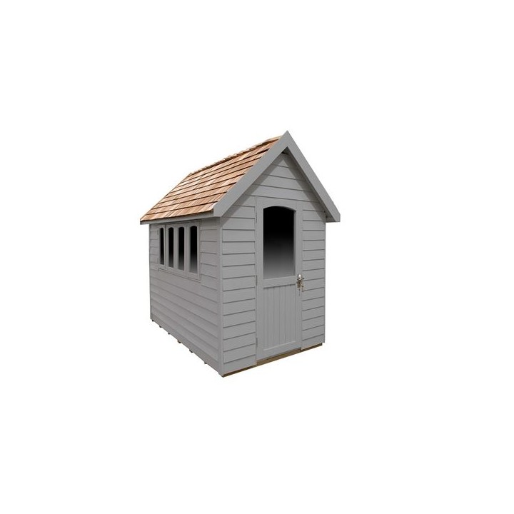Forest Garden Retreat Shed Painted Pebble Grey Installed 8 x 5m