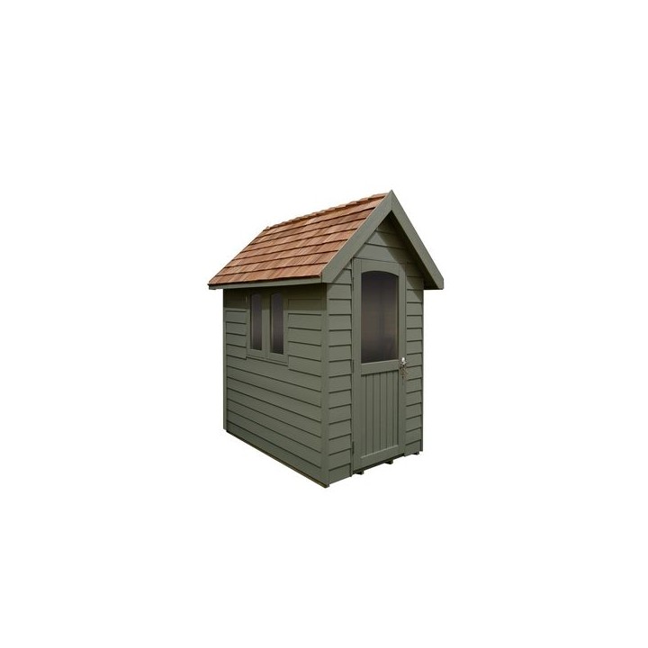 Forest Garden Retreat Shed Painted Moss Green Installed 6 x 4m