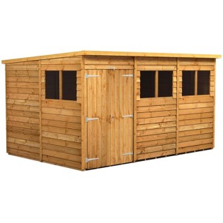 12 x 8 Power Overlap Pent Double Door Shed