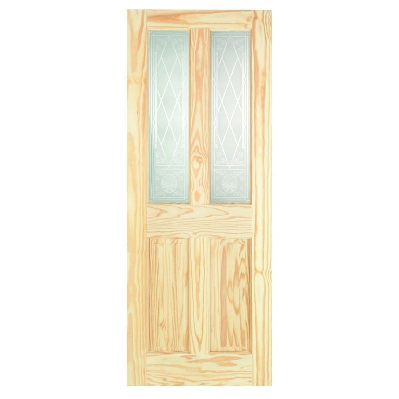 Pine Victorian Burns 2 Panel Light Glazed Internal Door 1981mm x 762mm x 35mm