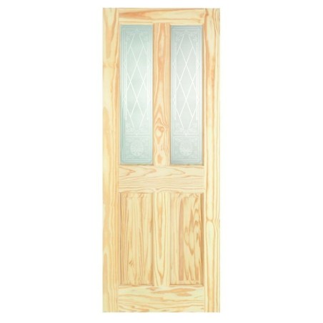 Pine Victorian Burns 2 Panel Light Glazed Internal Door 1981mm x 762mm x 35mm