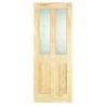 Pine Victorian Burns 2 Panel Light Glazed Internal Door 1981mm x 762mm x 35mm