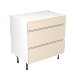 Flatpack Three Drawer Base Unit J-PULL Ultra Matt Cashmere 800mm