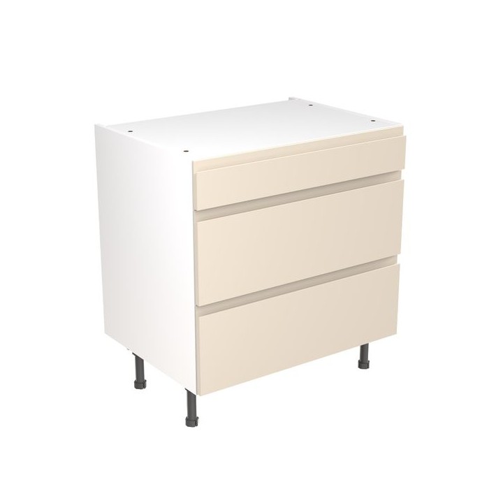Flatpack Three Drawer Base Unit J-PULL Ultra Matt Cashmere 800mm