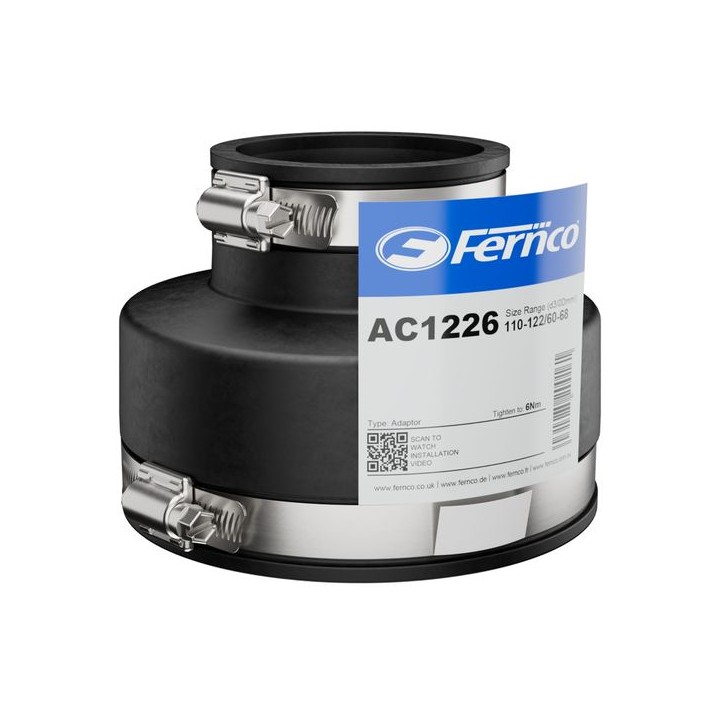 Fernco  AC1226 Adaptor Coupling 110-122/60-68mm