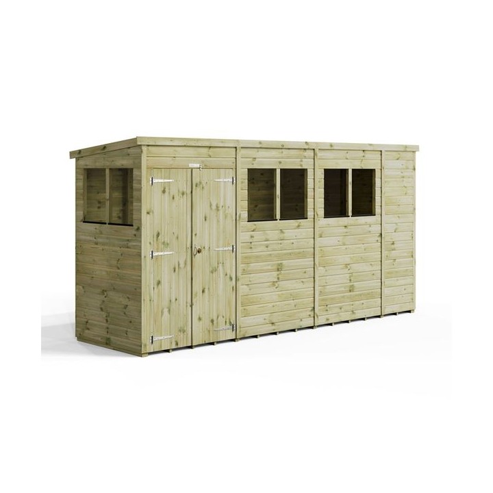 14x4 Premium Powersheds Pent Double Doors