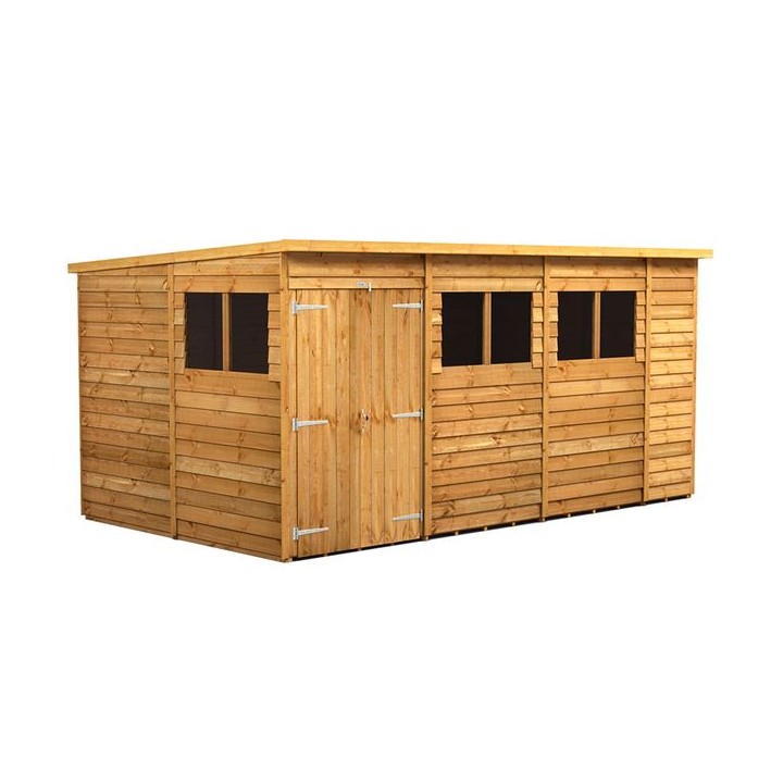 14 x 8 Power Overlap Pent Double Door Shed