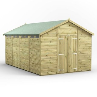 16x10 Premium Powersheds Security Apex Double Doors