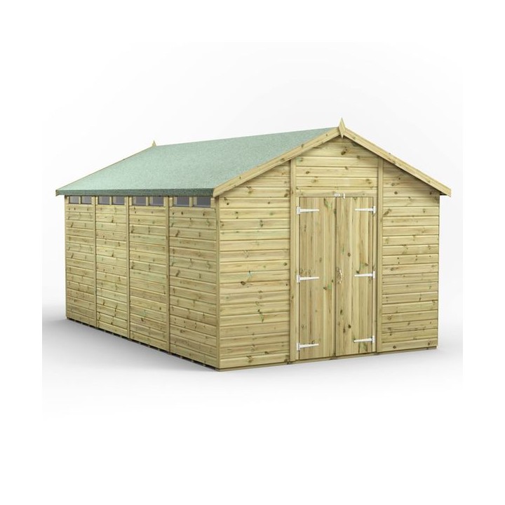16x10 Premium Powersheds Security Apex Double Doors