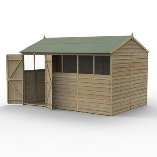 4LIFE Reverse Apex Shed 12 x 8 - Double Door - 6 Windows Installation