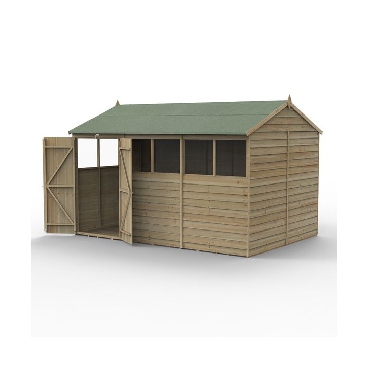 4LIFE Reverse Apex Shed 12 x 8 - Double Door - 6 Windows Installation