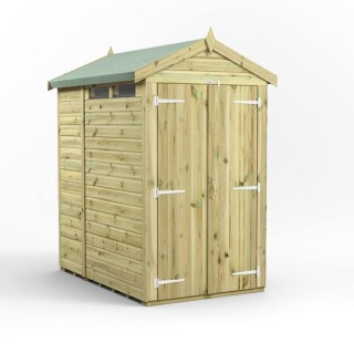 6x4 Premium Powersheds Security Apex Double Doors