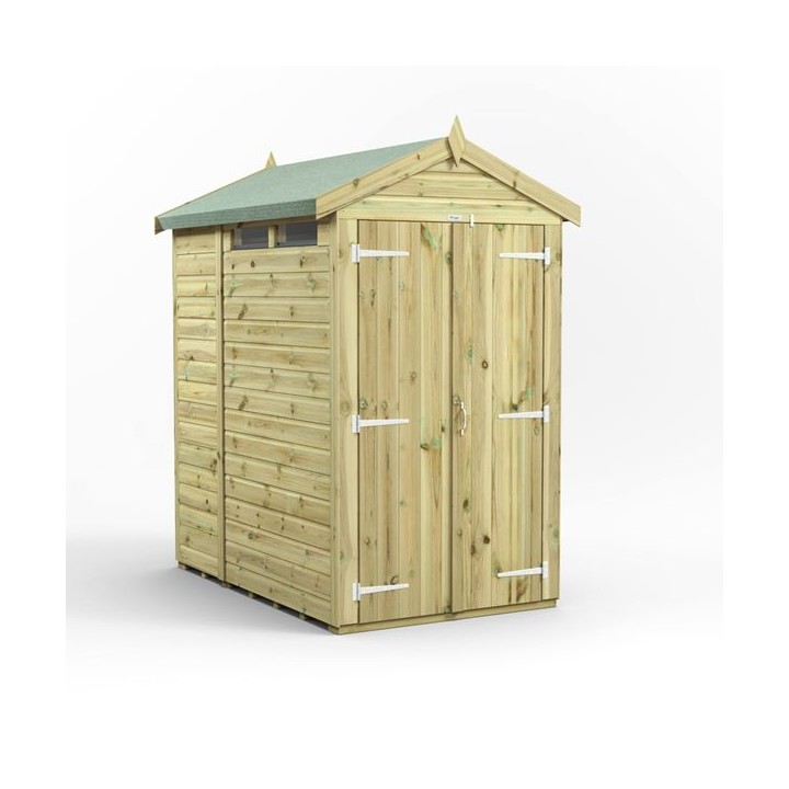 6x4 Premium Powersheds Security Apex Double Doors