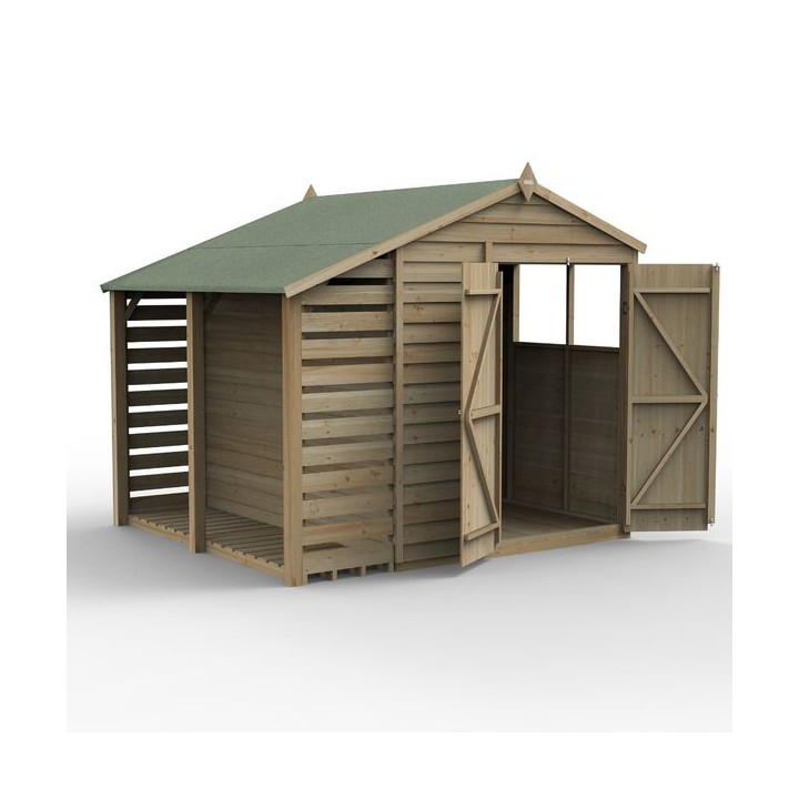4LIFE Apex Shed 6 x 8 - Double Door - 2 Window - with LEAN-TO Installation
