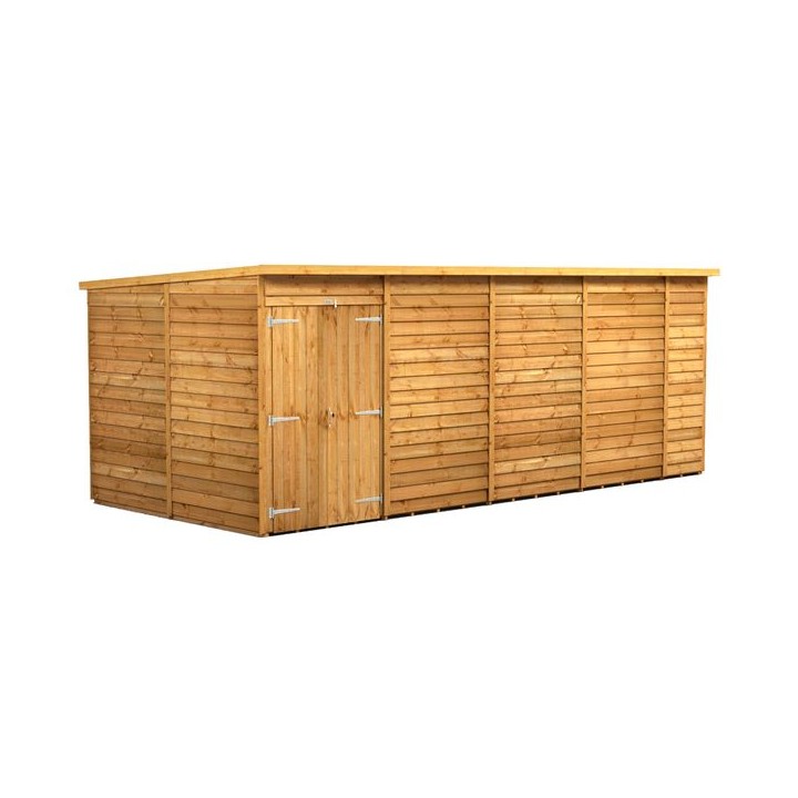18 x 8 Power Overlap Pent Windowless Double Door Shed
