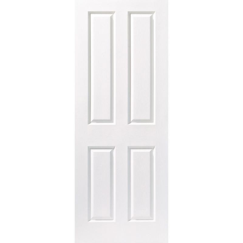Travis Perkins White Primed 4 Panel Grained FD30 Fire Door 2040 x 826 x 44mm