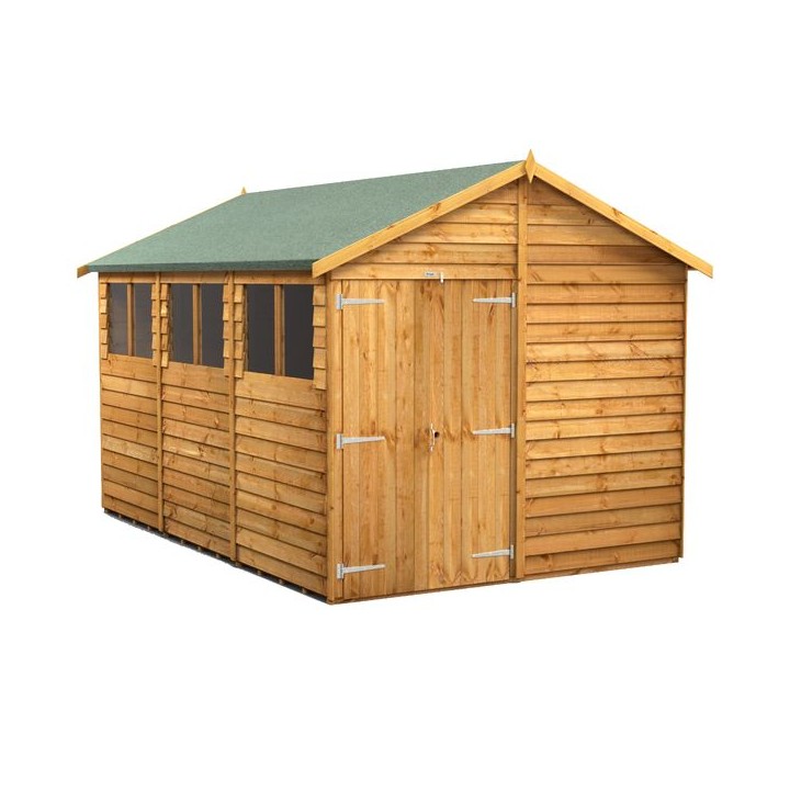 12 x 8 Power Overlap Apex Double Door Shed