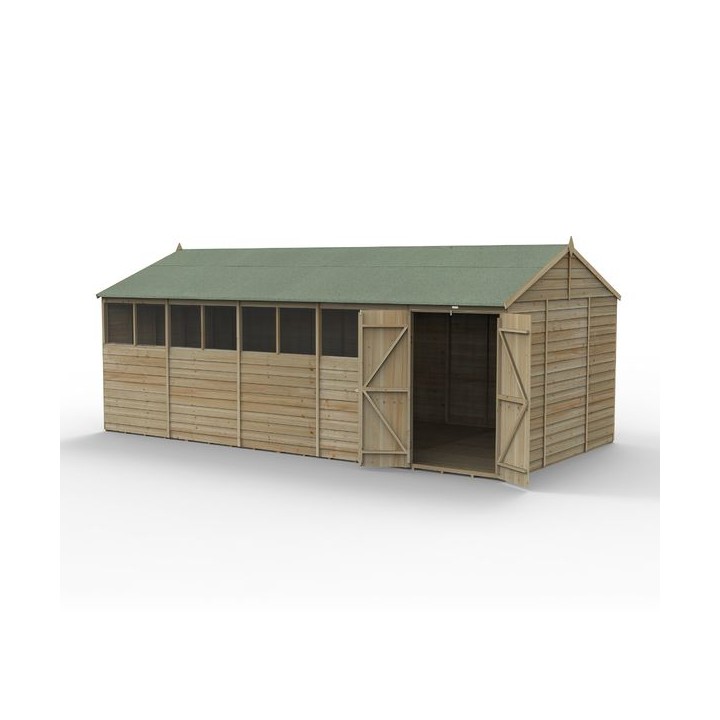 4LIFE Reverse Apex Shed 20 x 10 - Double Door - 8 Windows Installation