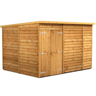 10 x 8 Power Overlap Pent Windowless Double Door Shed