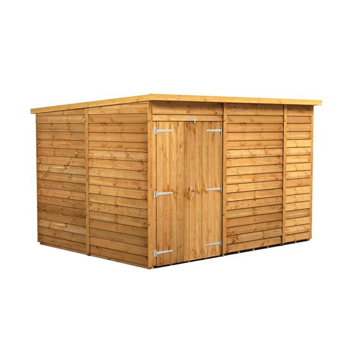 10 x 8 Power Overlap Pent Windowless Double Door Shed