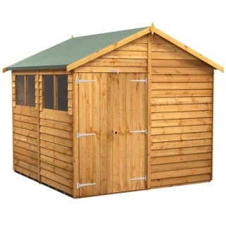 8 x 8 Power Overlap Apex Double Door Shed