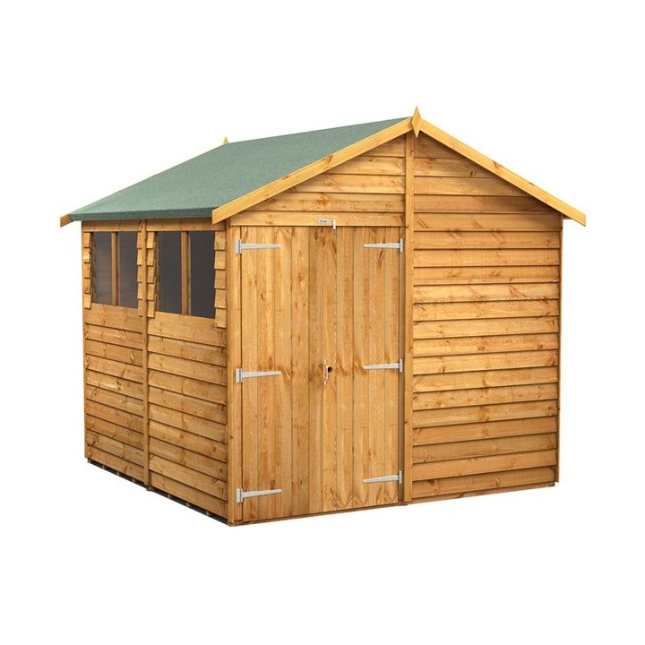 8 x 8 Power Overlap Apex Double Door Shed