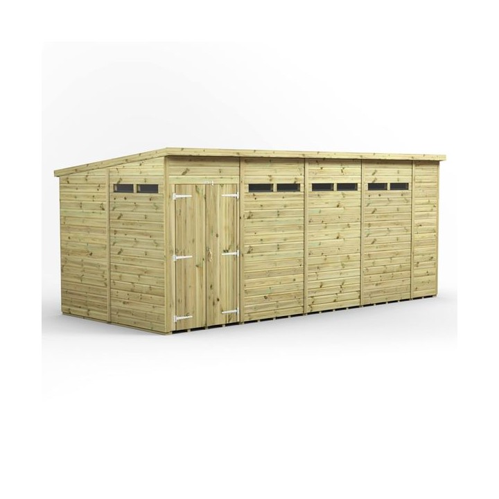 18x8 Premium Powersheds Security Pent Double Doors