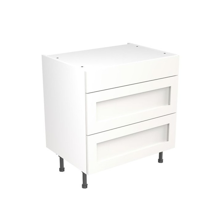 Flatpack Three Drawer Base Unit Shaker Ultra Matt White 800mm - FKKH0507