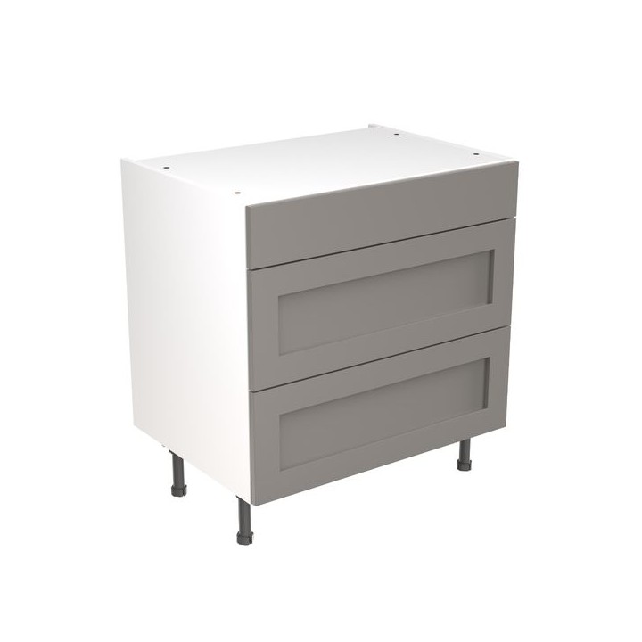 Flatpack Three Drawer Base Unit Shaker Ultra Matt Dust Grey 800mm - FKKH0807