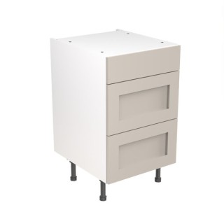Flatpack Three Drawer Base Unit Shaker Ultra Matt Light Grey 500mm - FKKH0741