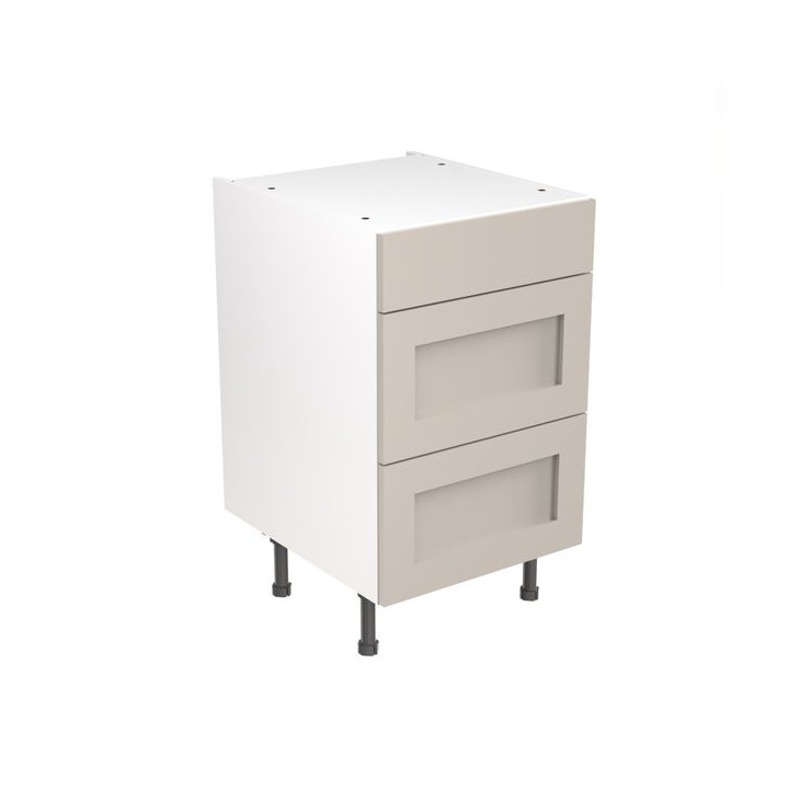 Flatpack Three Drawer Base Unit Shaker Ultra Matt Light Grey 500mm - FKKH0741
