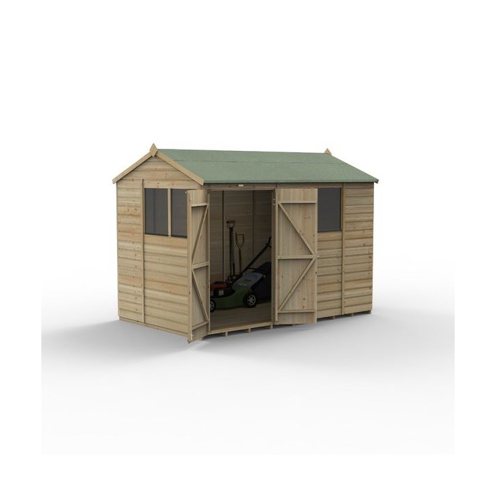 Beckwood 10x6 Reverse Apex Shed 4 Windows Double Door