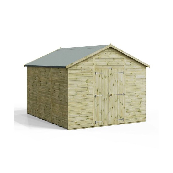 12x10 Premium Powersheds Apex No Windows Double Doors