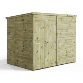 8x6 Premium Powersheds Pent No Windows Double Doors