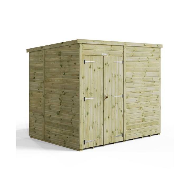8x6 Premium Powersheds Pent No Windows Double Doors