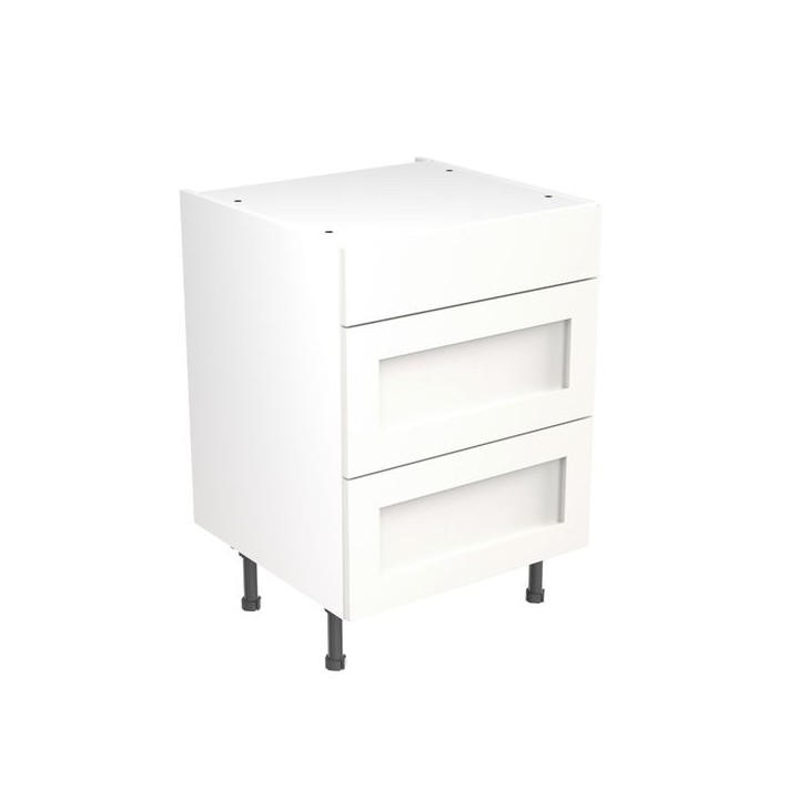 Flatpack Three Drawer Base Unit Shaker Ultra Matt White 600mm - FKKH0506