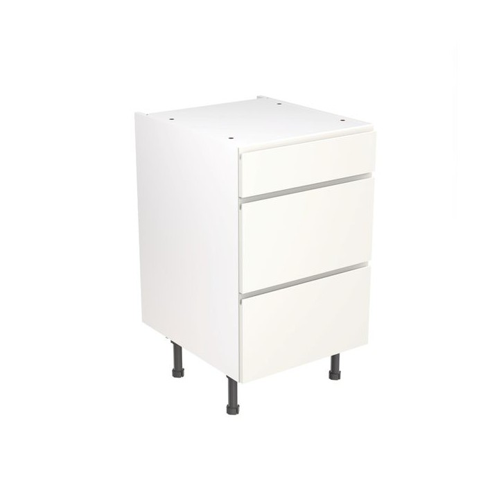 Flatpack Three Drawer Base Unit J-pull Super Gloss White 500mm - FKKJ0041