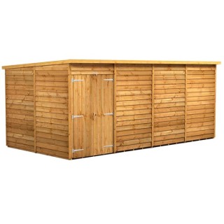 16 x 8 Power Overlap Pent Windowless Double Door Shed