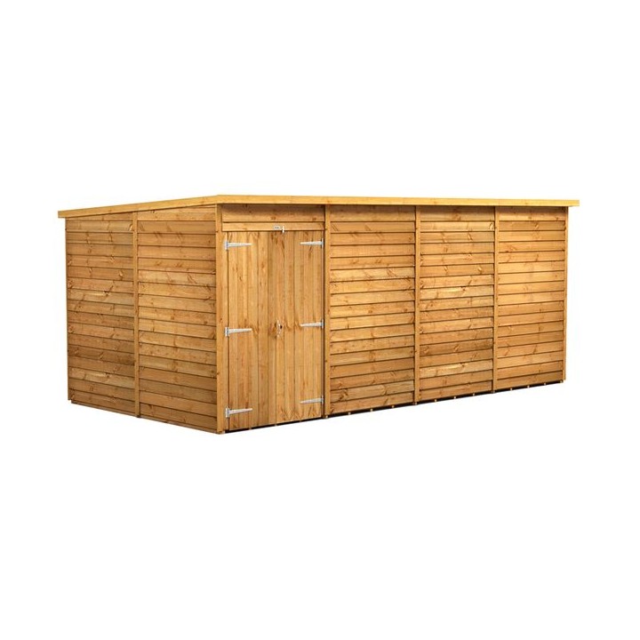 16 x 8 Power Overlap Pent Windowless Double Door Shed