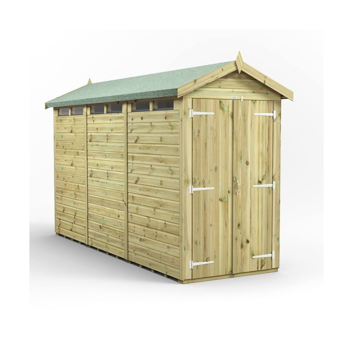 12x4 Premium Powersheds Security Apex Double Doors