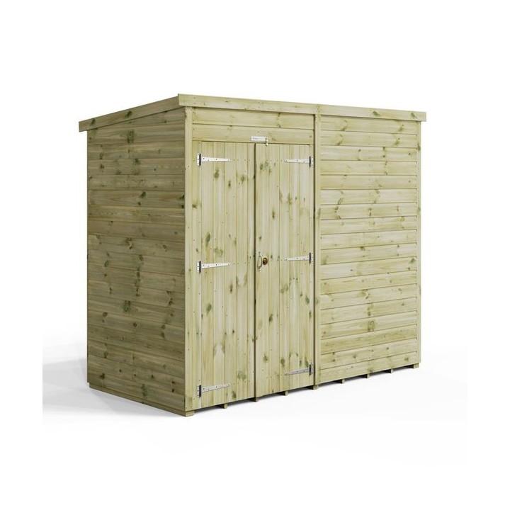 8x4 Premium Powersheds Pent No Windows Double Doors