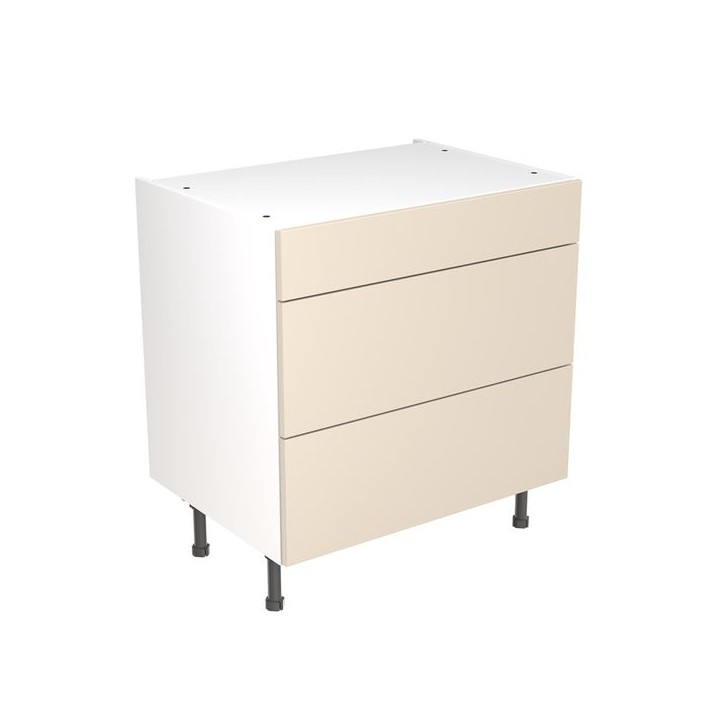 Flatpack 800 3 Drawer Base Kitchen Cabinet Slab Super Gloss Cashmere