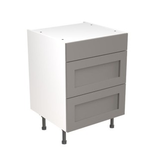 Flatpack Three Drawer Base Unit Shaker Ultra Matt Dust Grey 600mm - FKKH0806