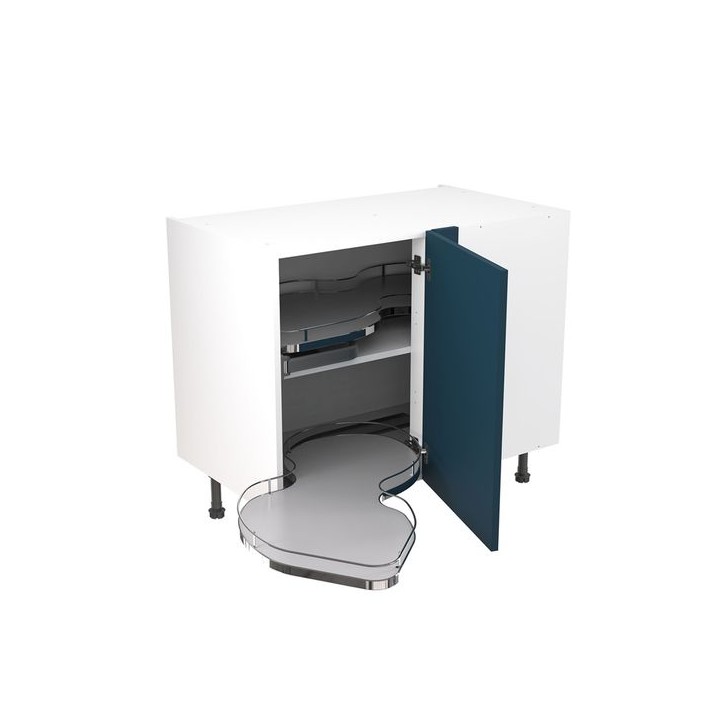 Flatpack 1000 Base Kitchen Cabinet With Dual-Handed Nuvola Blind Corner Slab Supermatt Blue
