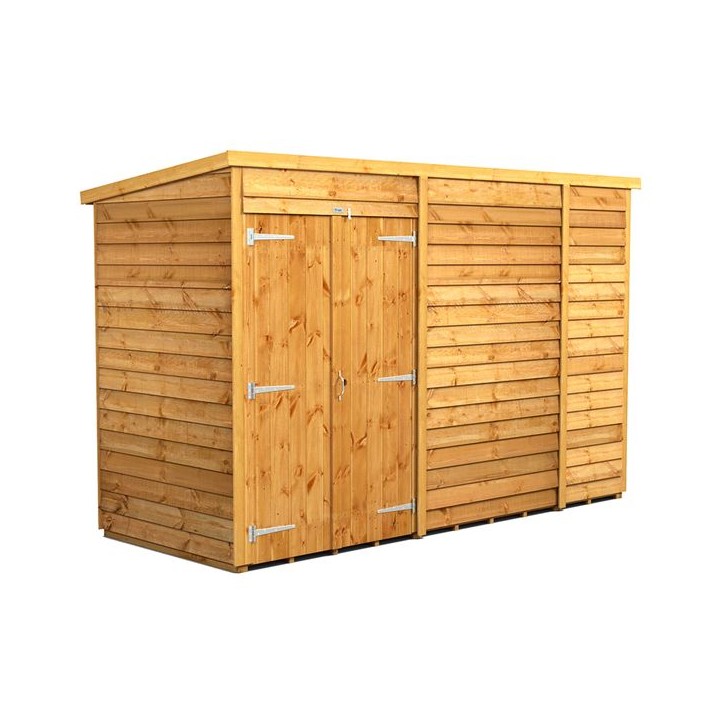 10 x 4 Power Overlap Pent Double Doors No Windows