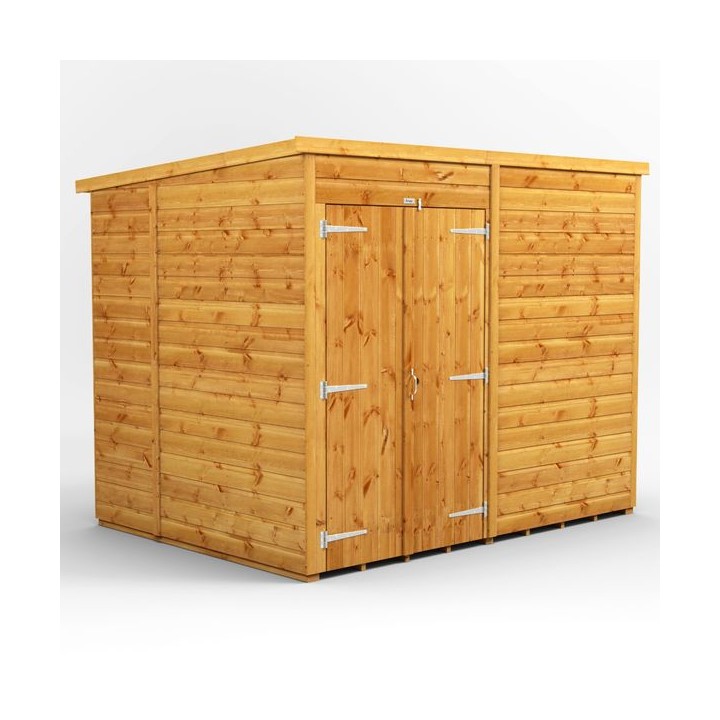 8 x 6 Power Windowless Pent Double Door