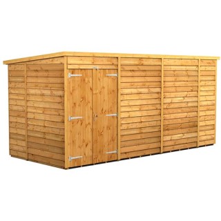 14 x 6 Power Overlap Pent Double Doors No Windows