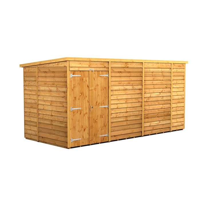 14 x 6 Power Overlap Pent Double Doors No Windows